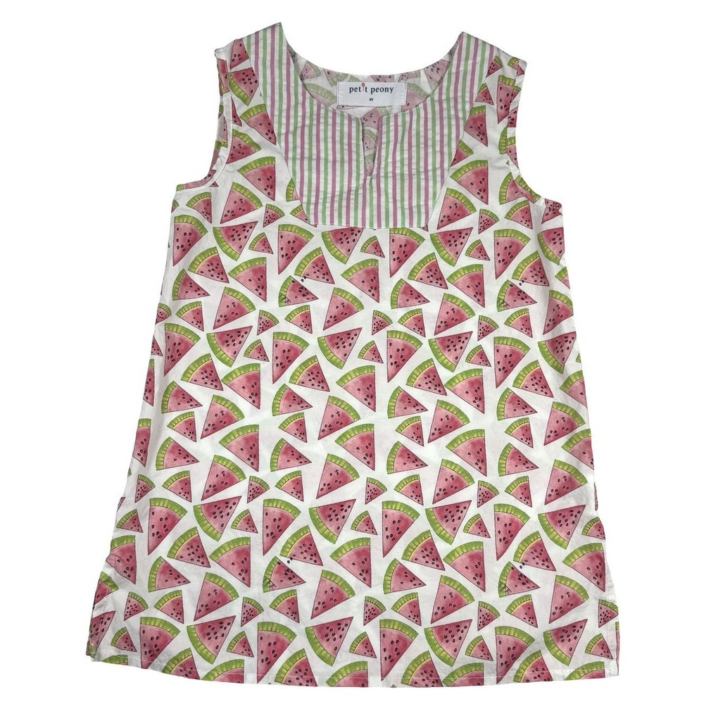 Petit Peony Watermelon Shift Dress Girls 4Y Sleeveless Summer
